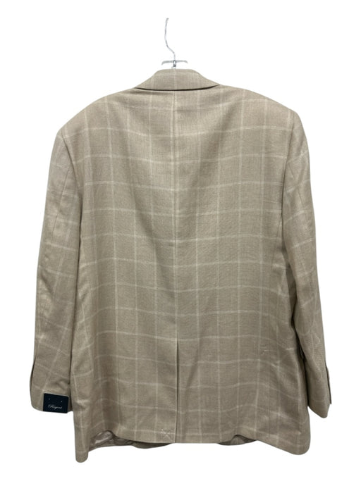 Brooks Brothers Beige & White Wool Blend Plaid 2 Button Men's Blazer Beige & White / 44