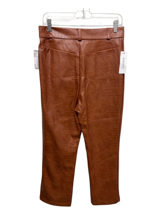 Bardot Size 8/L Camel Brown Vegan Leather Croc Embossed Zip & Snap Trouser Pants Camel Brown / 8/L