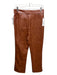 Bardot Size 8/L Camel Brown Vegan Leather Croc Embossed Zip & Snap Trouser Pants Camel Brown / 8/L