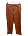 Bardot Size 8/L Camel Brown Vegan Leather Croc Embossed Zip & Snap Trouser Pants Camel Brown / 8/L