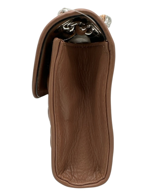 Rebecca Minkoff Brown Leather silver tone hardware Quilted Flap Close Bag Brown / Small