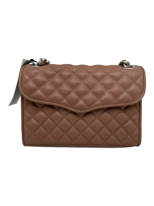 Rebecca Minkoff Brown Leather silver tone hardware Quilted Flap Close Bag Brown / Small