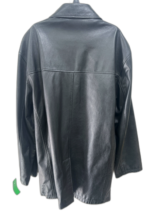 Vera Pelle AS IS Size 52 Black Leather Solid Buttons Men's Jacket Black / 52