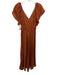 Mes Demoiselles Size 36 Orange Silk Floral Long Sleeve Maxi V Neck Dress Orange / 36