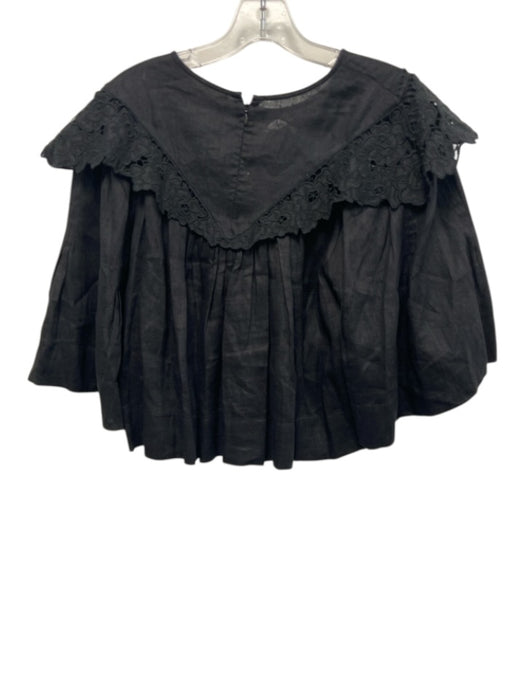 Isabel Etoile Marant Size S Black 1/2 Bell Sleeve Crochet Lace Top Black / S