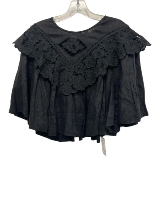 Isabel Etoile Marant Size S Black 1/2 Bell Sleeve Crochet Lace Top Black / S