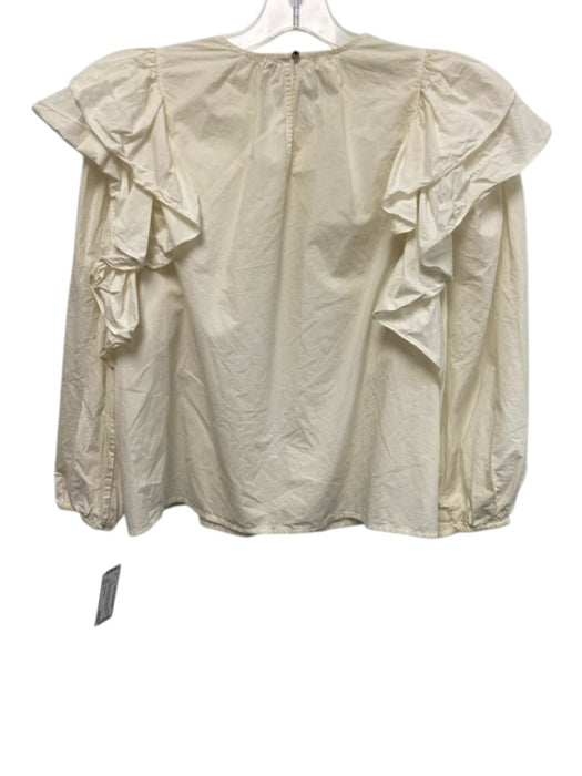 Ulla Johnson Size 2 Cream White Cotton Long puff sleeve Top Cream White / 2