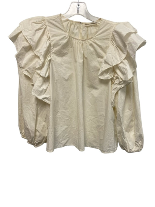 Ulla Johnson Size 2 Cream White Cotton Long puff sleeve Top Cream White / 2