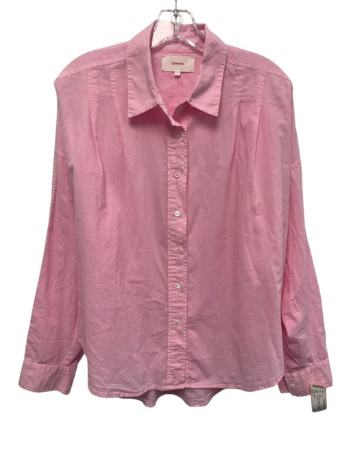 XiRENA Size S Light Pink Cotton Pleated Shoulder Long Sleeve Button Up Shirt Top Light Pink / S