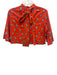 Rhode Size S Red, Navy Blue & White Cotton Floral Blocked Print 1/2 Sleeve Top Red, Navy Blue & White / S