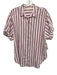 XiRENA Size Est M Purple, Pink & White Missing Fabric Tag Striped Button Up Top Purple, Pink & White / Est M