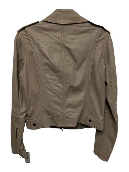 Vince Size XS Taupe Gray Leather Long Sleeve Zip Front Pockets Moto Jacket Taupe Gray / XS