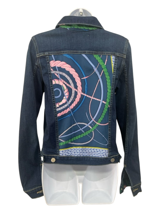 Alessandra Size XS Medium Wash & Multi Cotton Blend Repurposed Scarf Jacket Medium Wash & Multi / XS