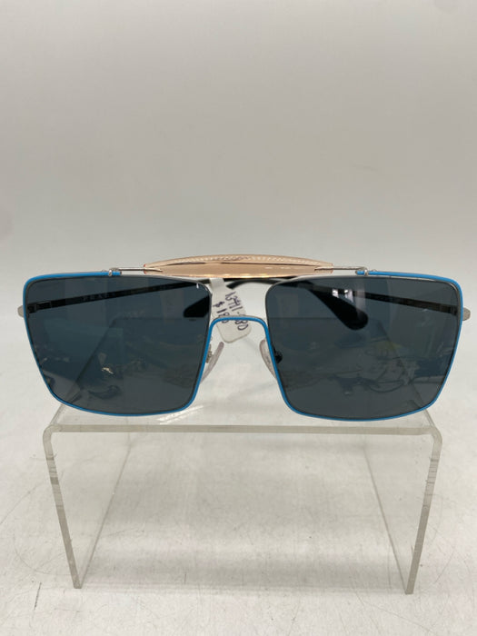 Prada Blue, Silver & Black Metal & Acetate Square Lens Sunglasses
