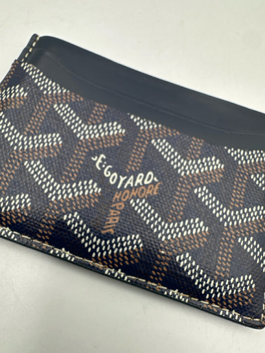 Goyard Blue, White, Brown Calfskin Coated Canvas Goyardine Monogram Wallets