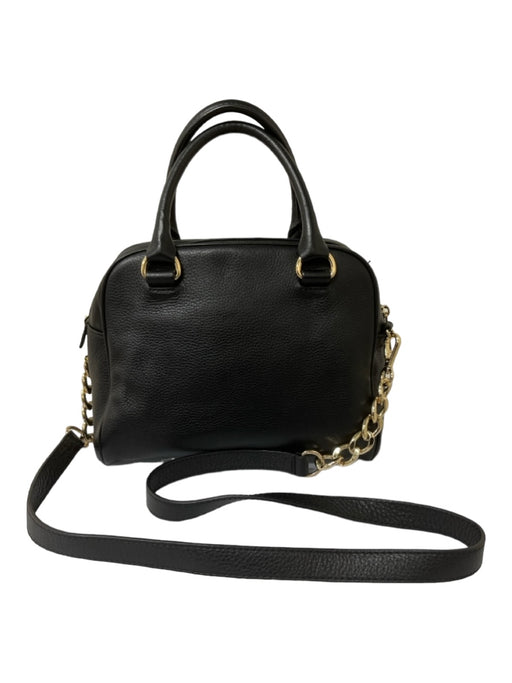 Michael Kors Black Leather Gold hardware Top Handle Detachable Chain Feet Bag Black