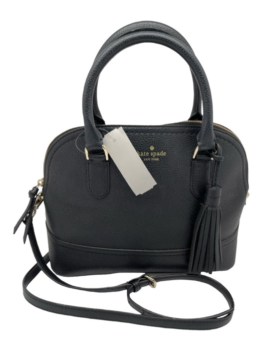 Kate Spade Black Pebbled Leather Top Handle Cross Body Strap Gold Hardware Bag Black