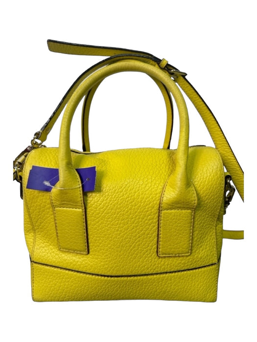 Kate Spade Yellow Leather Pebbled Zip Close Bag Yellow