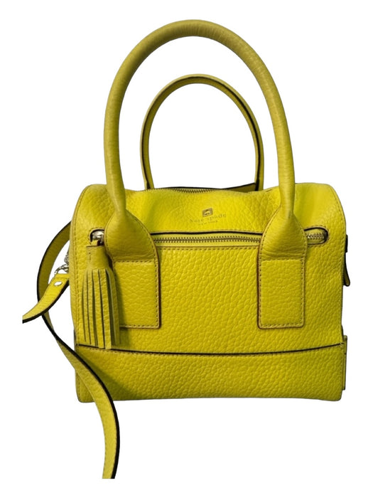 Kate Spade Yellow Leather Pebbled Zip Close Bag Yellow