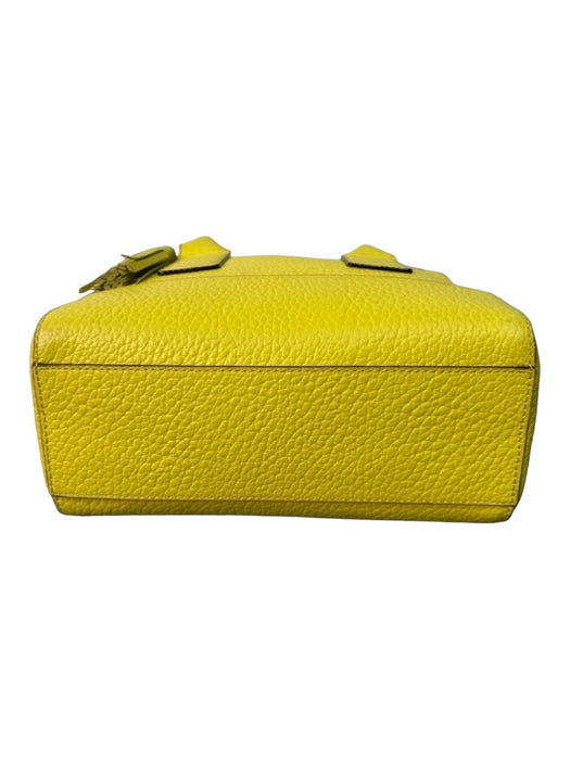 Kate Spade Yellow Leather Pebbled Zip Close Bag Yellow