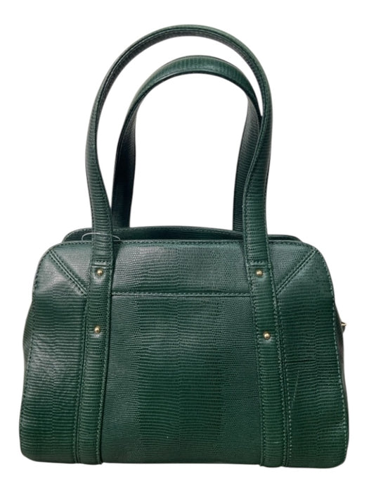 Brooks Brothers Green Leather Zip Close Top Zip Gold Hardware Bag Green