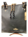 Coach Black Leather Patent Trim Goldtone Hardware Pebbled Zip Closure Bag Black