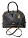 Coach Black Leather Patent Trim Goldtone Hardware Pebbled Zip Closure Bag Black