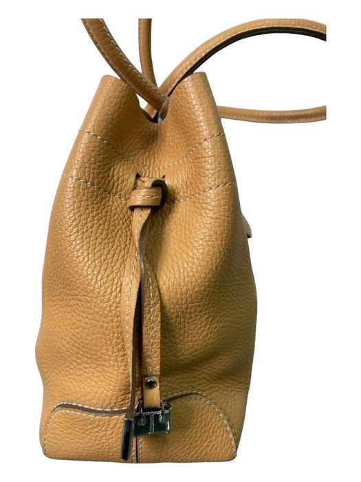 Tod's Tan Leather Pebbled Tote Silvertone Hardware Bag Tan