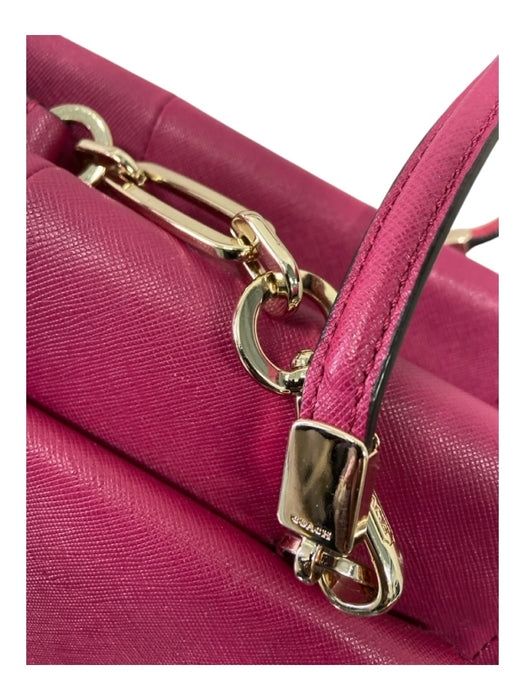 Coach Magenta Pink Leather goldtone hardware Saffiano Satchel Bag Magenta Pink