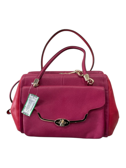 Coach Magenta Pink Leather goldtone hardware Saffiano Satchel Bag Magenta Pink