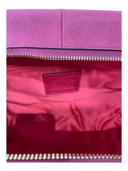 Coach Magenta Pink Leather goldtone hardware Saffiano Satchel Bag Magenta Pink