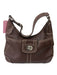 Coach Brown Leather Shoulder Bag Stitch Detail Zip closure Bag Brown