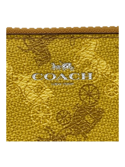 Coach Yellow Coated Canvas Top Zipper Horse & carriage Accordian Wallets Yellow