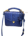 Brahmin Blue Leather Reptile Embossed Gold Hardware Lock Clasp Tassels Bag Blue