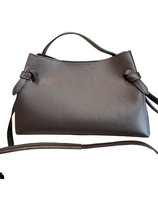 Isadora Brown Pebbled Leather Gold hardware Top Strap Magnetic Snap Closure Bag Brown