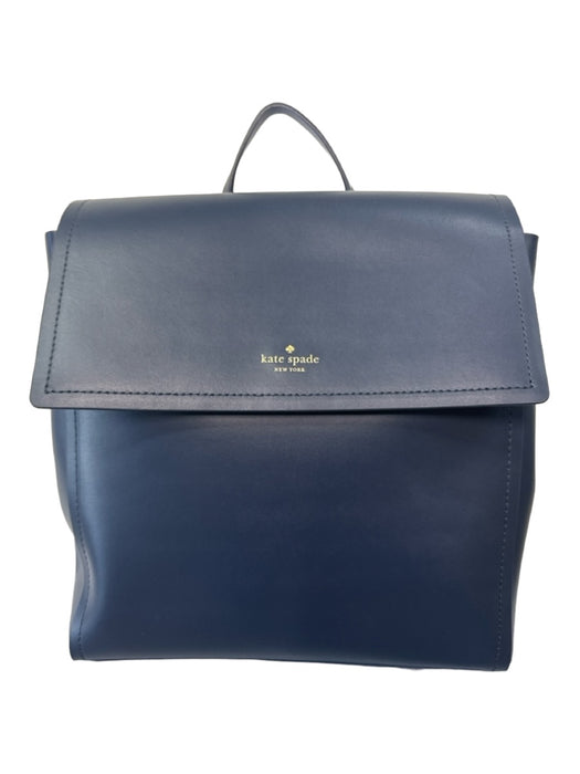 Kate Spade Blue Leather Backpack Top Flap Magnetic Snap Closure Top Handle Bag Blue / M