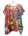 Johnny Was Size M Red & Multi Silk Scoop Neck Short Sleeve Abstract Top Red & Multi / M