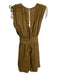 Zara Size S Green Brown Linen Blend Deep V Sleeveless Tie Waist Romper Green Brown / S