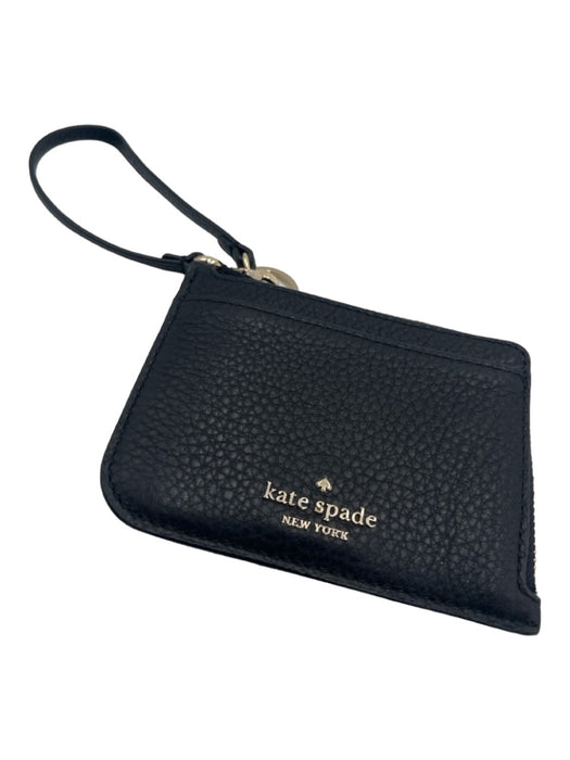 Kate Spade Black & Gold Leather Wristlet Gold Hardware Top Zip Wallets Black & Gold