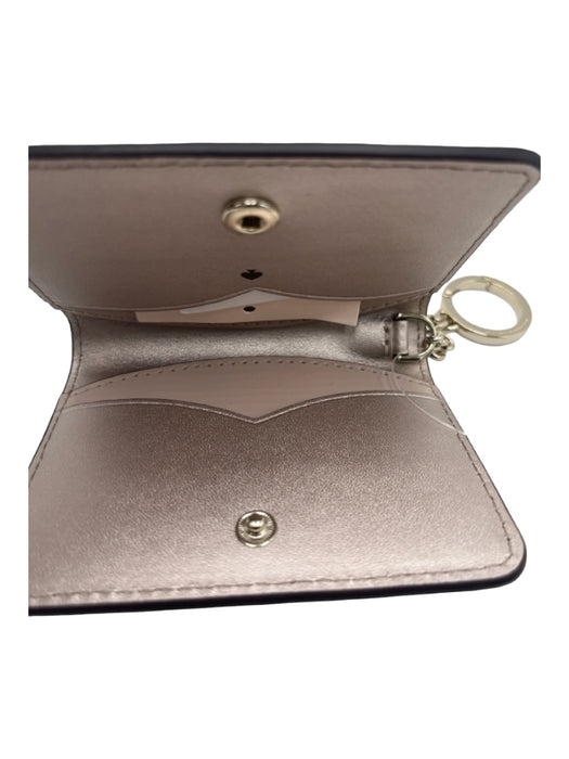 Kate Spade Rose Gold Leather Bi-Fold Keychain Logo Wallets Rose Gold