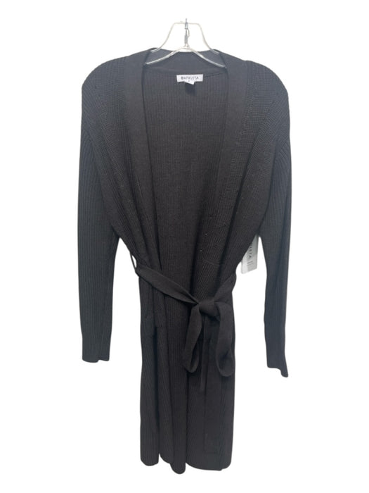 Athleta Size S Dark Brown Polyester & Merino Wool Rib Knit Sash Robe Cardigan Dark Brown / S