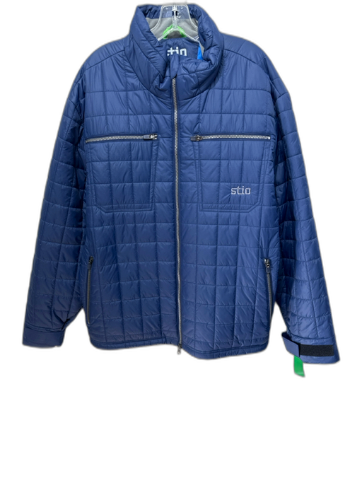 STIO Size XL Navy Blue Nylon Solid Zipper Men's Jacket Navy Blue / XL