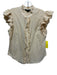 Veronica Beard Jeans Size M Yellow & White Cotton Striped Ruffle Cap Sleeve Top Yellow & White / M