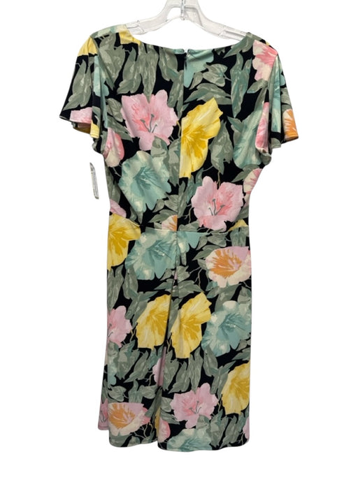 Lauren Ralph Lauren Size 8 Green & Multi Polyester Surplice Back Zip Dress Green & Multi / 8
