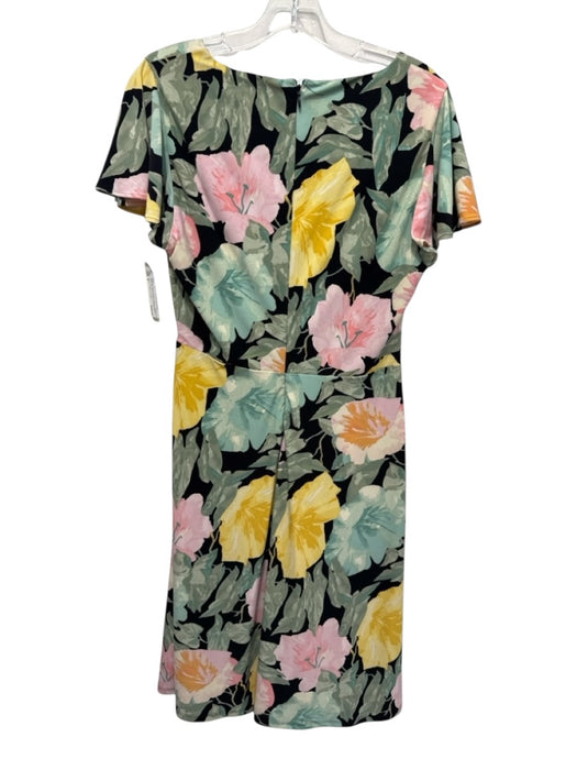 Lauren Ralph Lauren Size 8 Green & Multi Polyester Surplice Back Zip Dress Green & Multi / 8