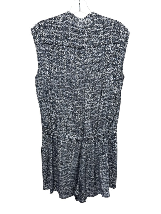 Vince Size 10 White, Blue, Gray Silk Sleeveless Button Up All Over Print Romper White, Blue, Gray / 10