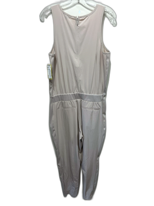 Athleta Size 10 Beige Polyester Blend Sleeveless Ribbed V Neck Jumpsuit Beige / 10
