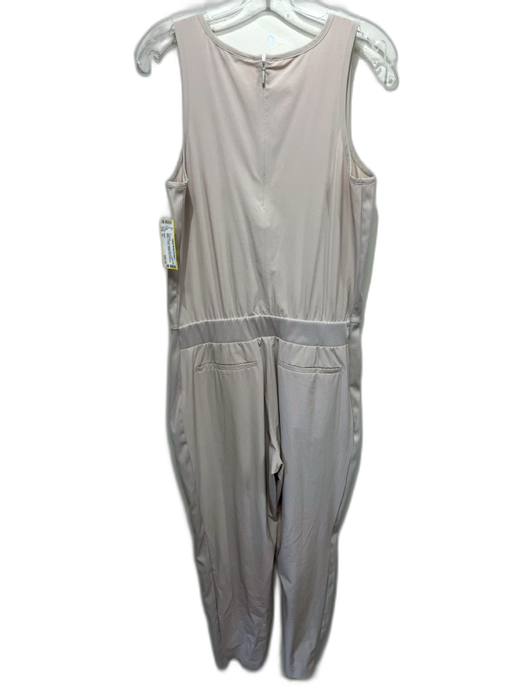 Athleta Size 10 Beige Polyester Blend Sleeveless Ribbed V Neck Jumpsuit Beige / 10