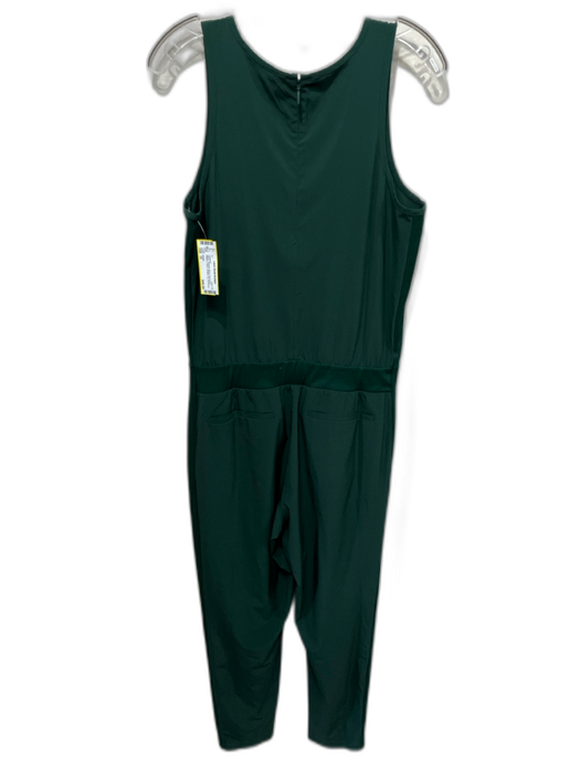 Athleta Size 10 Green Polyester Blend Sleeveless Ribbed V Neck Jumpsuit Green / 10