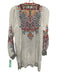 Johnny Was Size S White, Red & Multi Silk Long Sleeve Spotted Embroidered Dress White, Red & Multi / S